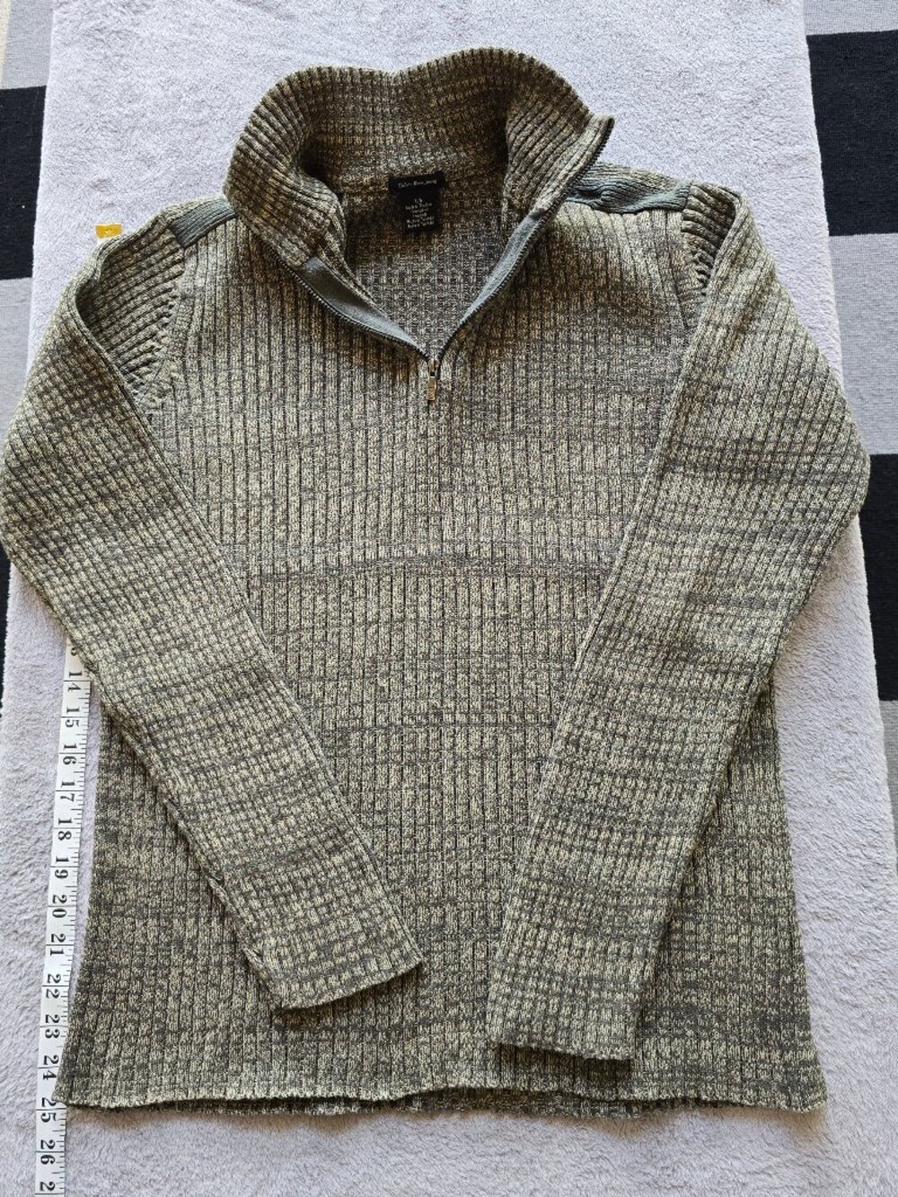 Calvin Klein Mens large Brown 1/4 Zip Mock Neck Knit Pullover Sweater